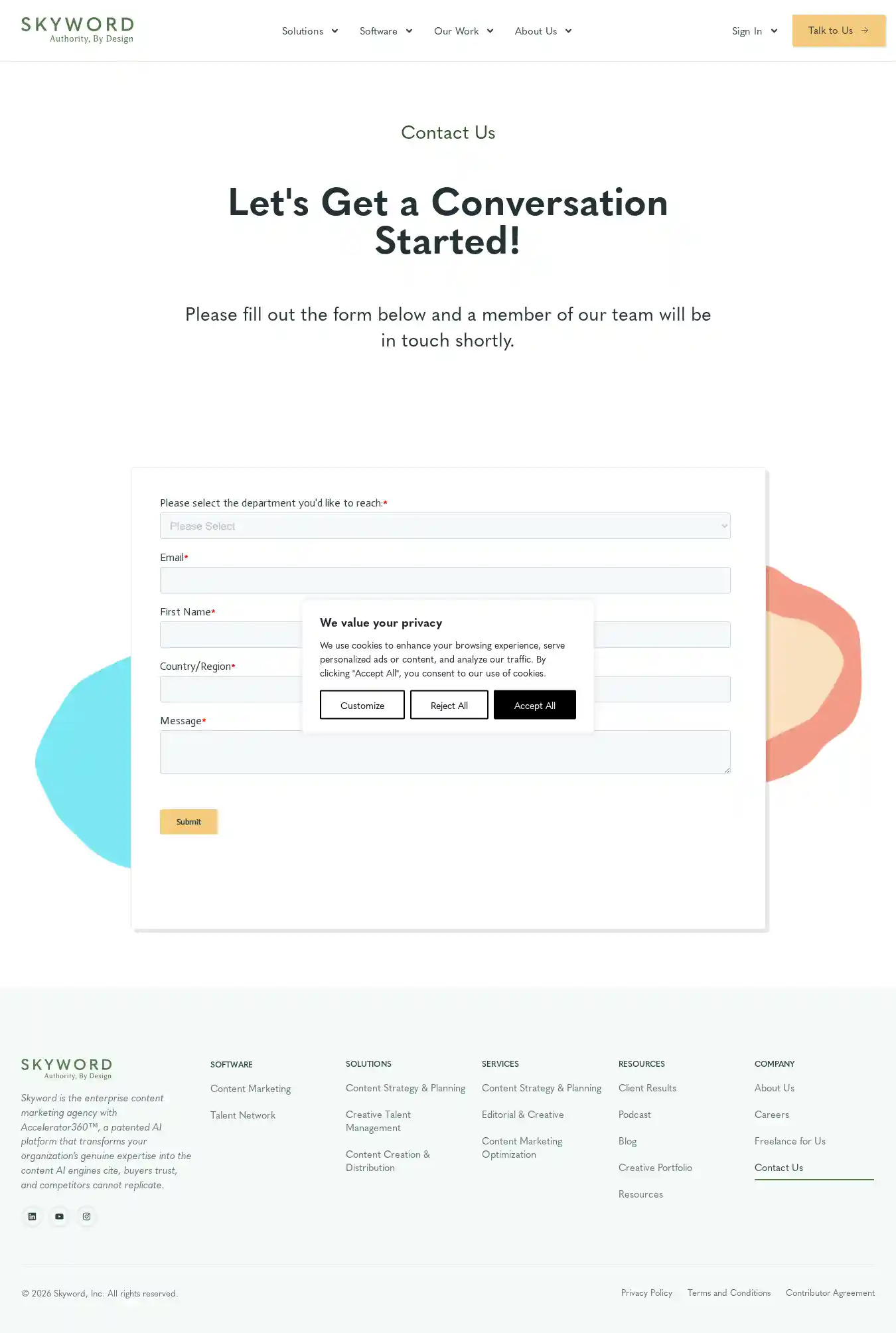 Full-page screenshot of Contact Us as rendered during the desktop scan.