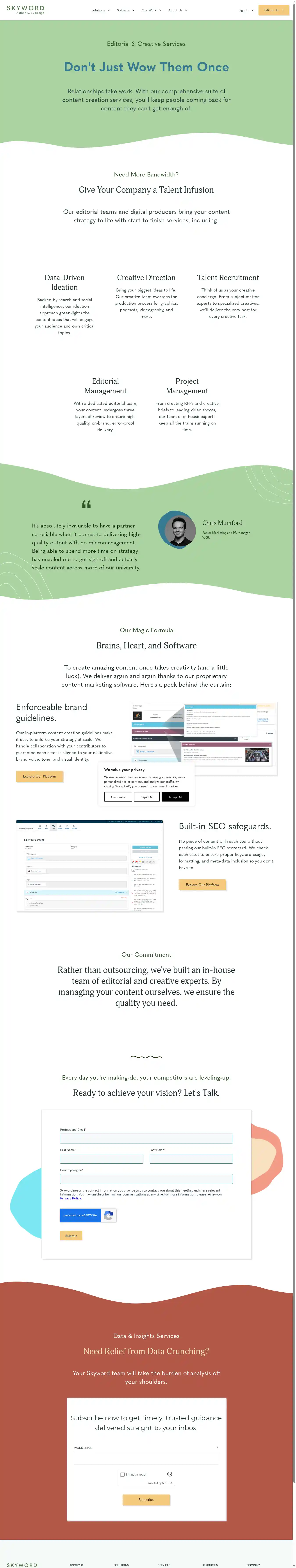 Full-page screenshot of Content Creation Services as rendered during the desktop scan.