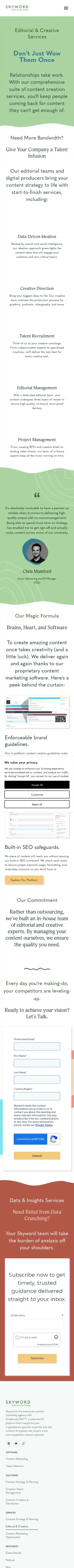 Full-page screenshot of Content Creation Services as rendered during the mobile scan.