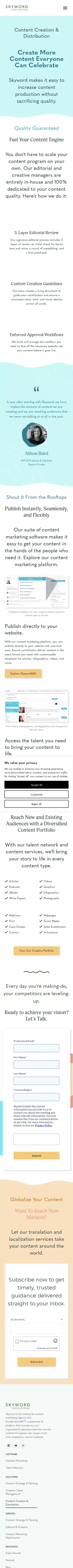 Full-page screenshot of Content Creation and Distribution as rendered during the mobile scan.