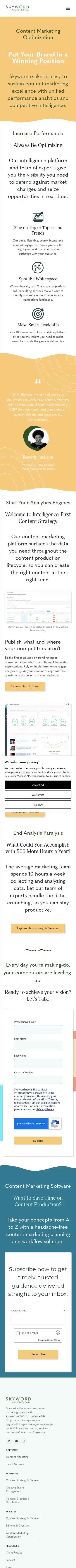Full-page screenshot of Content Marketing Optimization as rendered during the mobile scan.