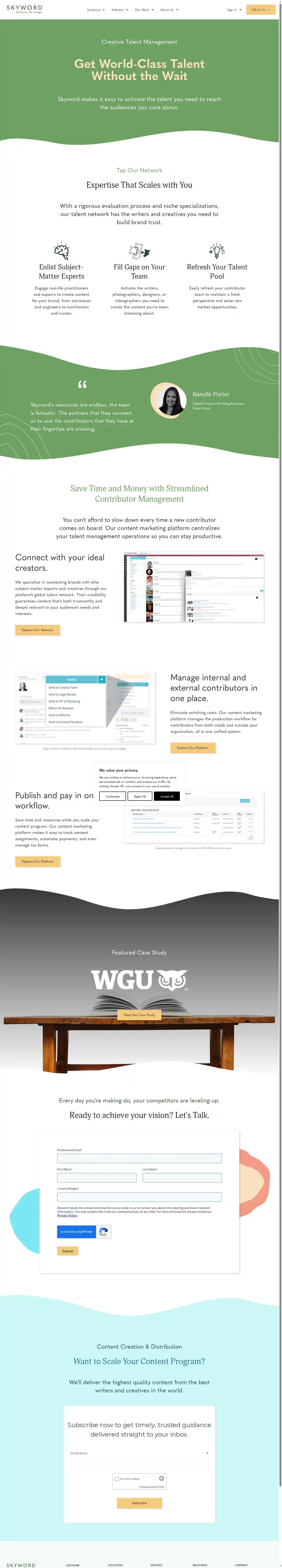Full-page screenshot of Creative Talent Management as rendered during the desktop scan.