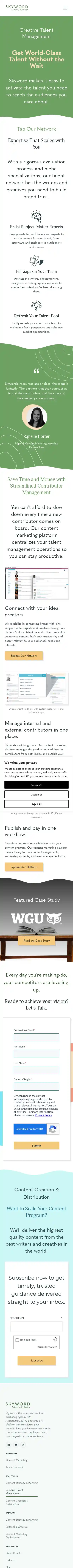 Full-page screenshot of Creative Talent Management as rendered during the mobile scan.
