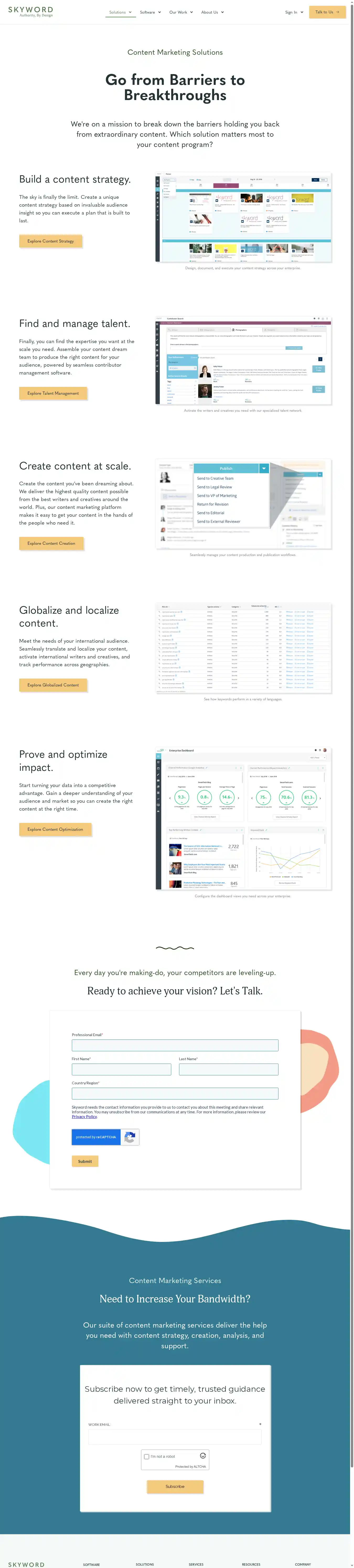 Full-page screenshot of Content Marketing Solutions as rendered during the desktop scan.